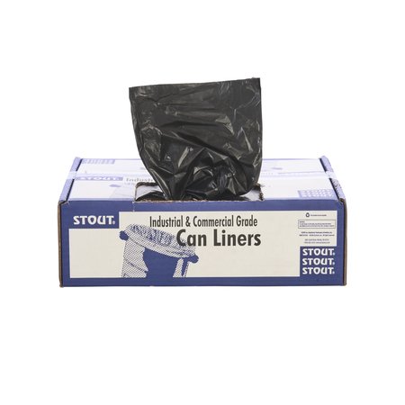 STOUT BY ENVISION 60 gal Trash Bags, 1.5 Mil, Brown/Black, 100 PK T3658B15